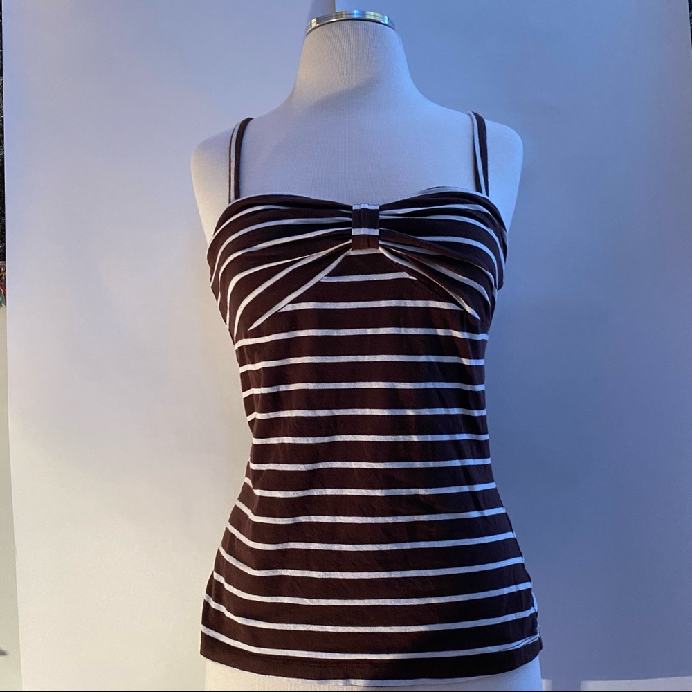 Vintage F21 Brown and White Striped Tank Top